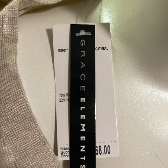 NWT Grace Elements Beige Zippered Cardigan - Picture 4 of 5